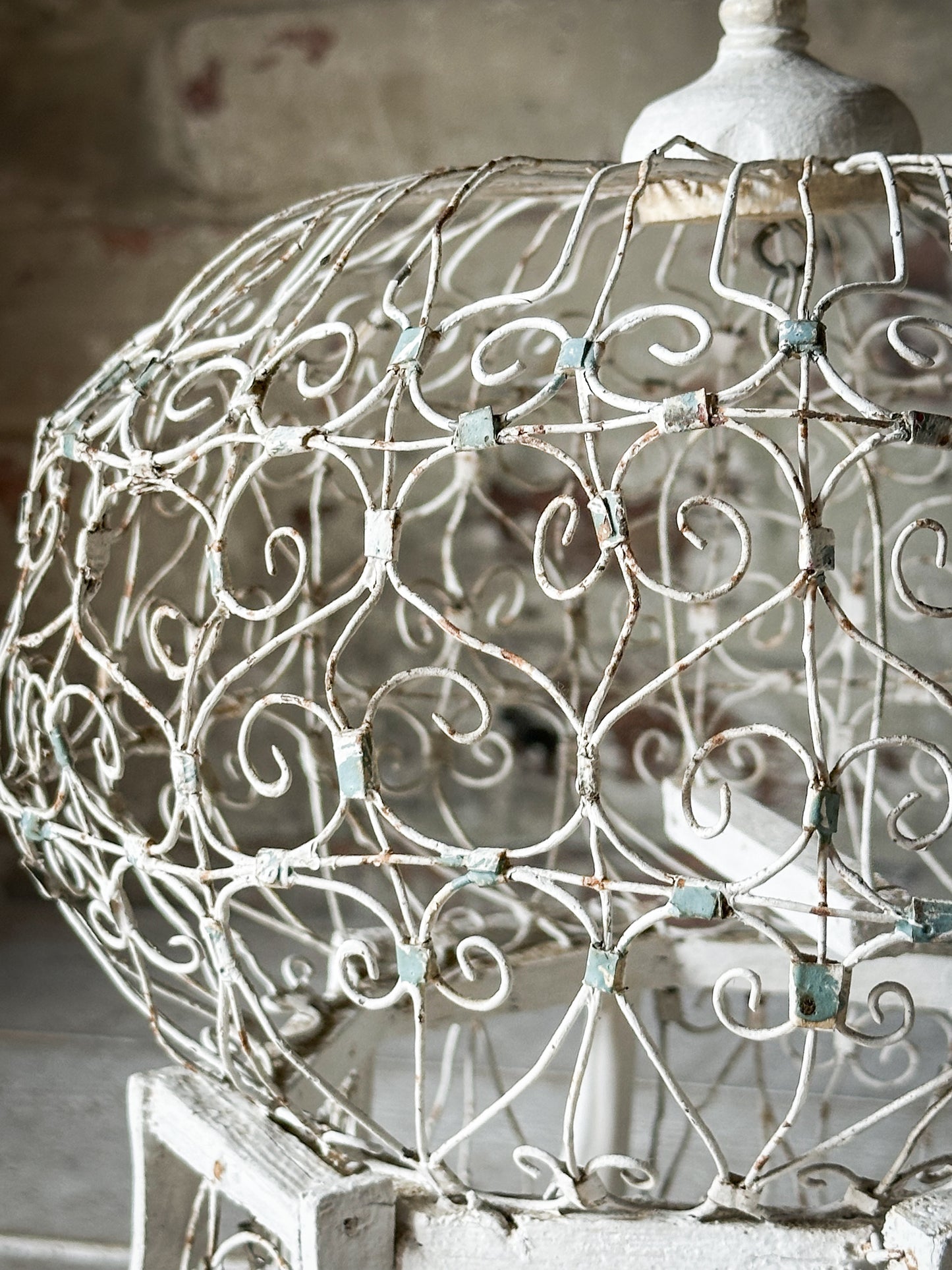 A lovely French vintage wire Balloon bird cage