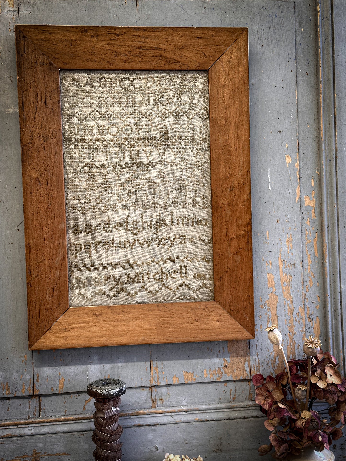 Original Framed Georgian Sampler by Mary Michell, 1824