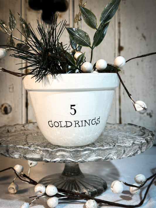 A beautiful vintage Illustrated Ironstone pudding bowl with a hand painted quote