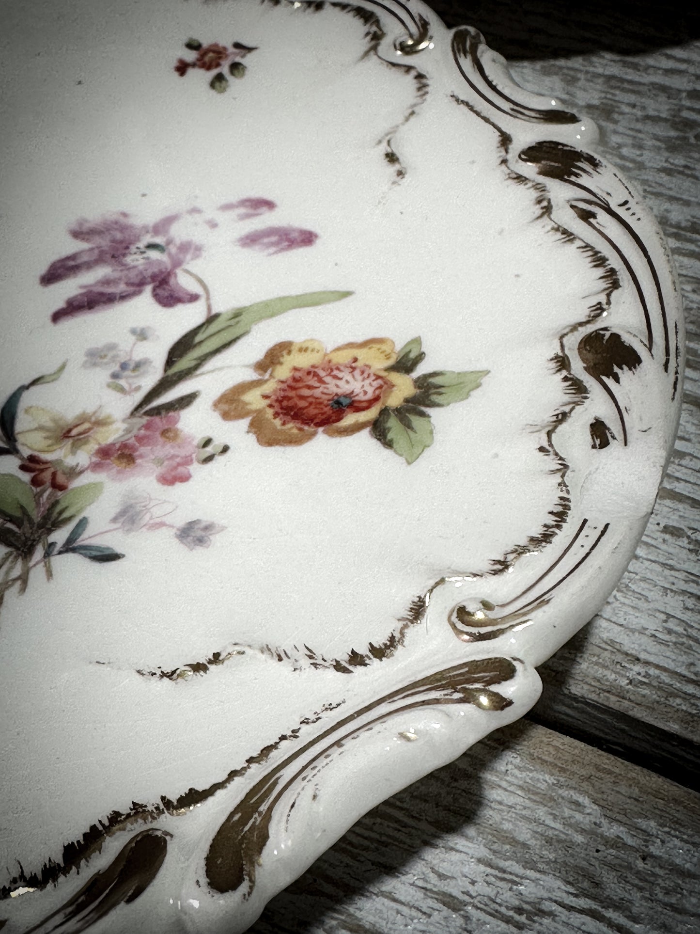 French Antique Sarreguemines Hand painted Floral Salad Plates