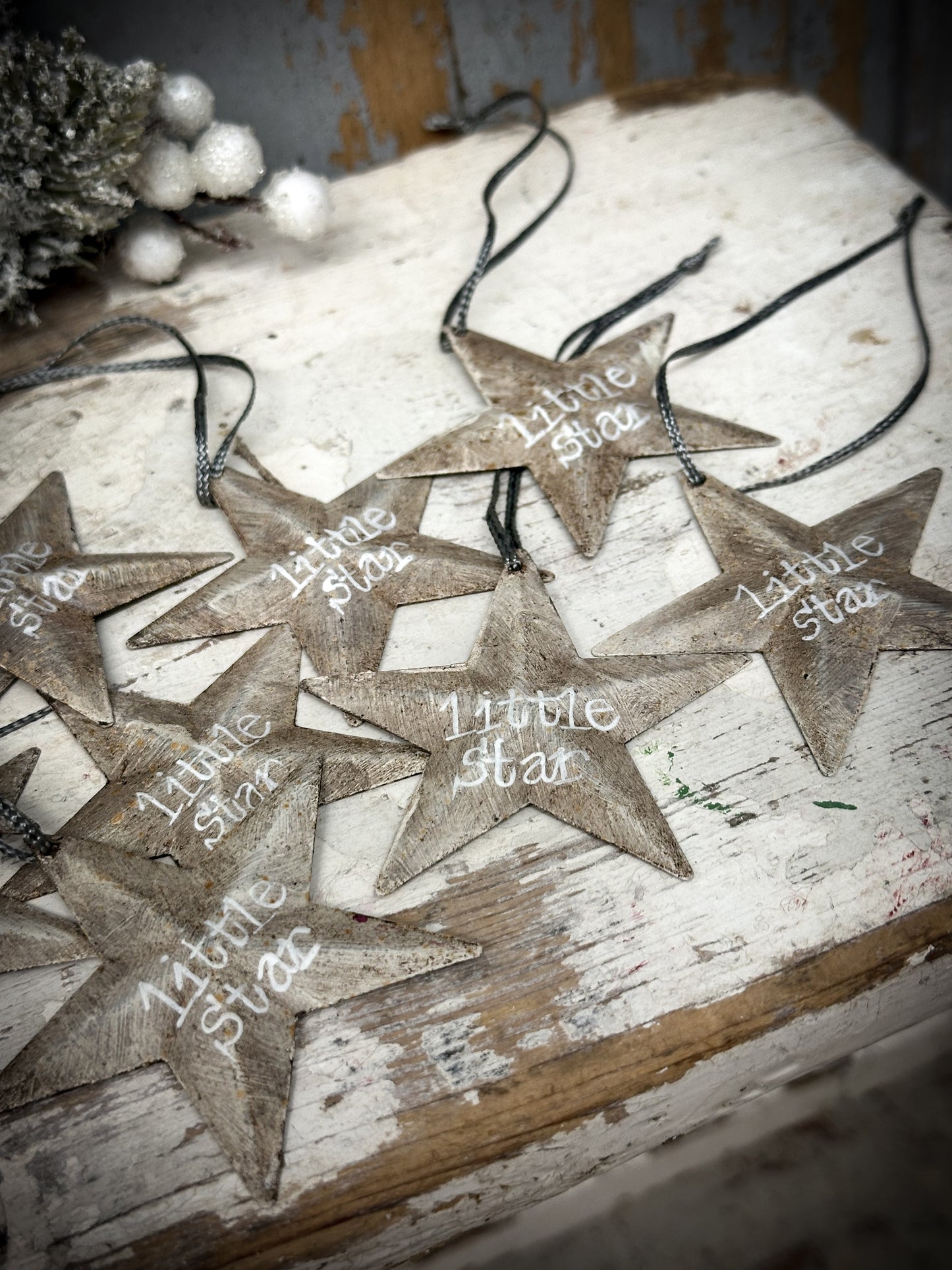 A medium Grey Tin Barn Star Christmas Decoration “Little Star”