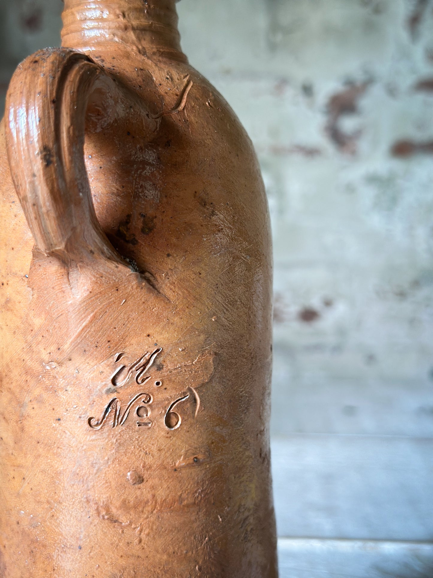Antique Nassau Stoneware Bottle No. 6 – Salt-Glazed German Mineral Water Jug c.1880–1910