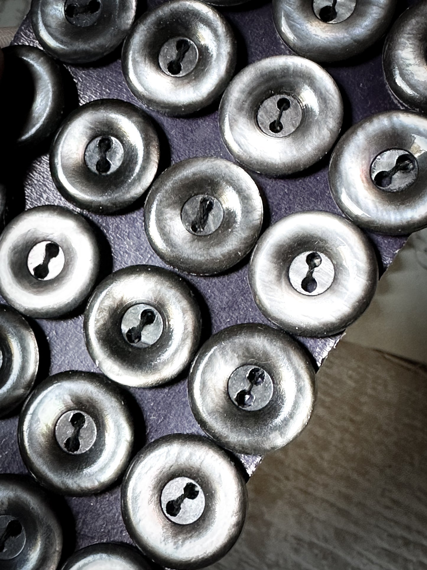 Vintage Grey Mother of Pearl Shell Buttons two dozen