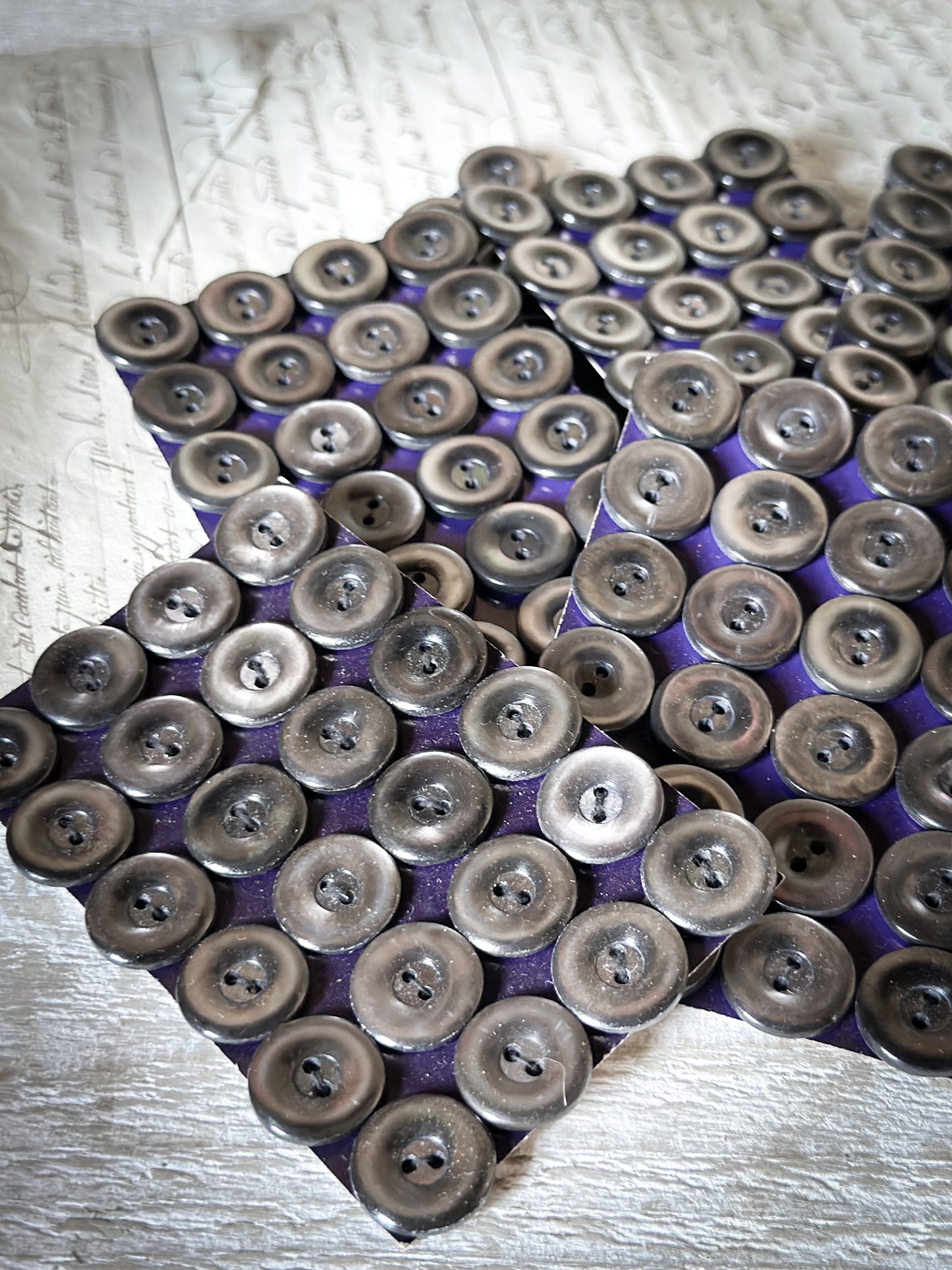 Vintage Grey Mother of Pearl Shell Buttons two dozen